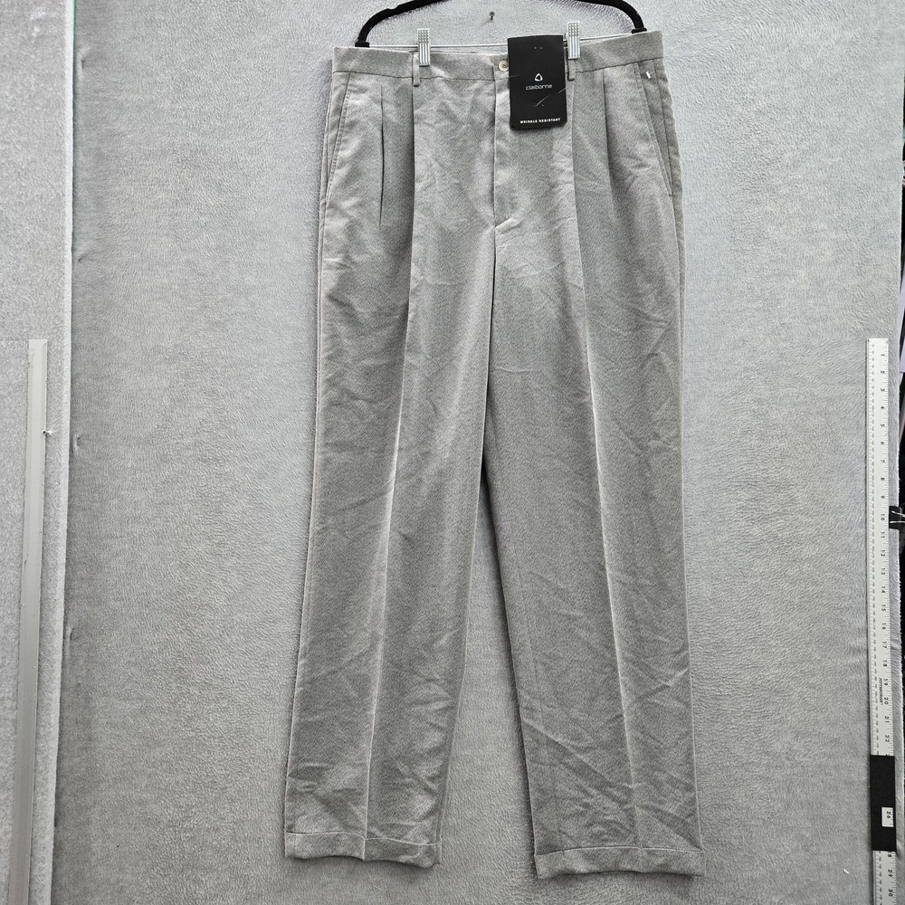 Claiborne Men Pants 38/34 Gray Dress Pants Pleated‎ 33" Inseam NWT
